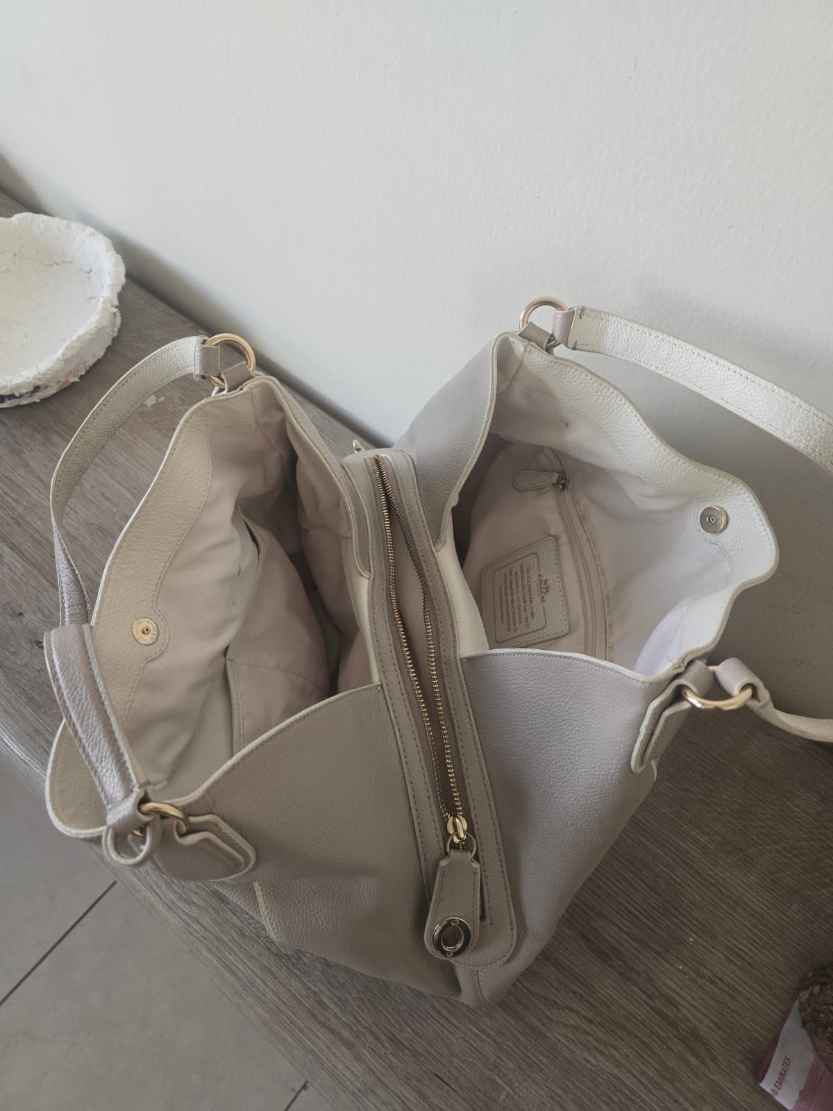 Coach Edie 31 Pebbled Leather Shoulder Bag - Light Greige / Birch Grey thumbnail 3