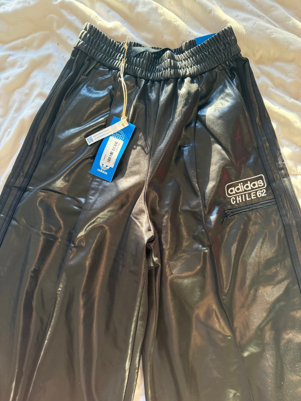 Unique adidas Chile 62 Metallic Black Wide-Leg Trousers – BNWT - image 1