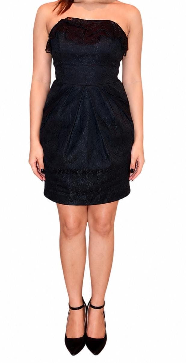 Black Strapless Jacquard Dress thumbnail 3