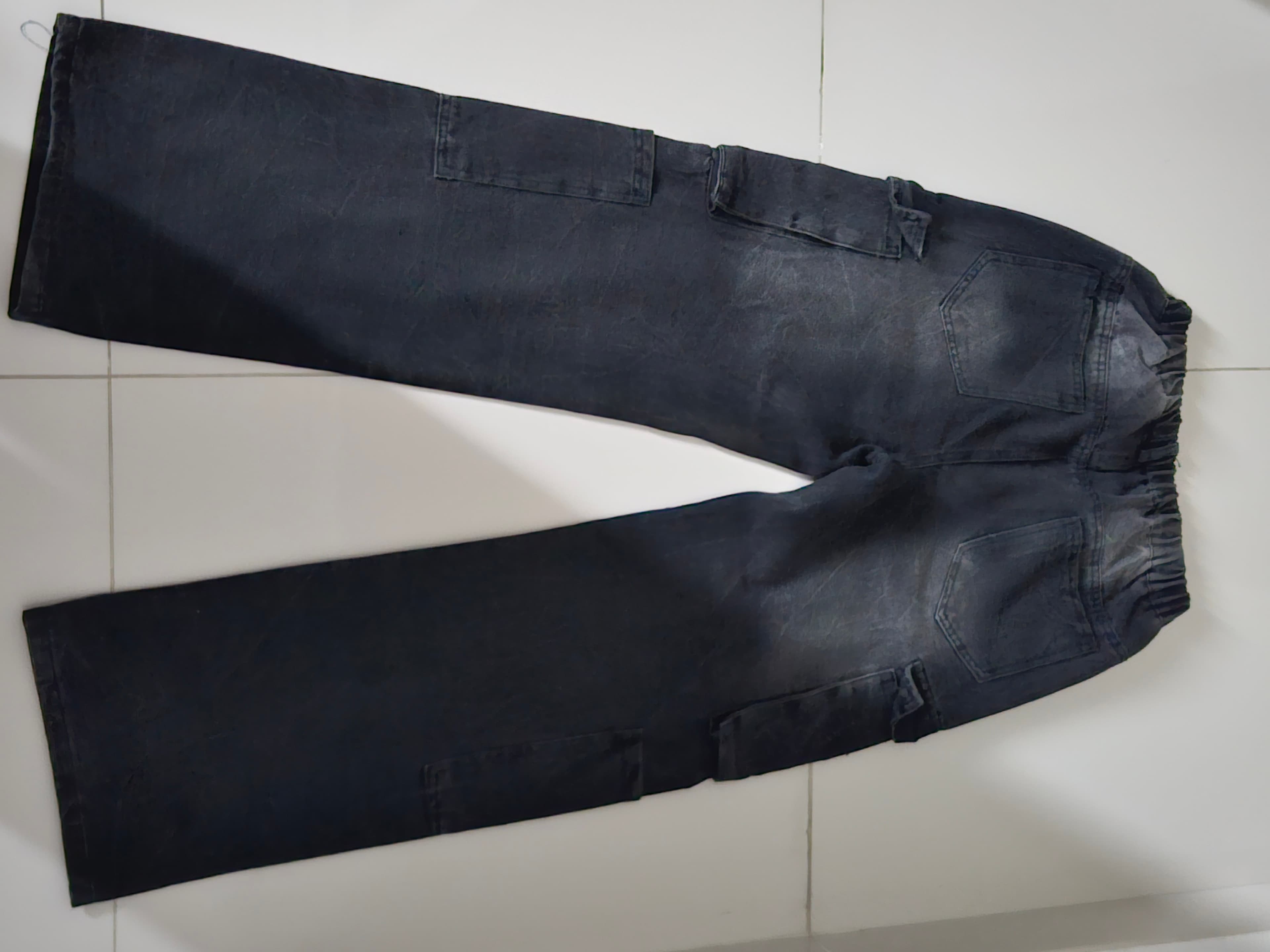 Black Washed Cargo Trousers
