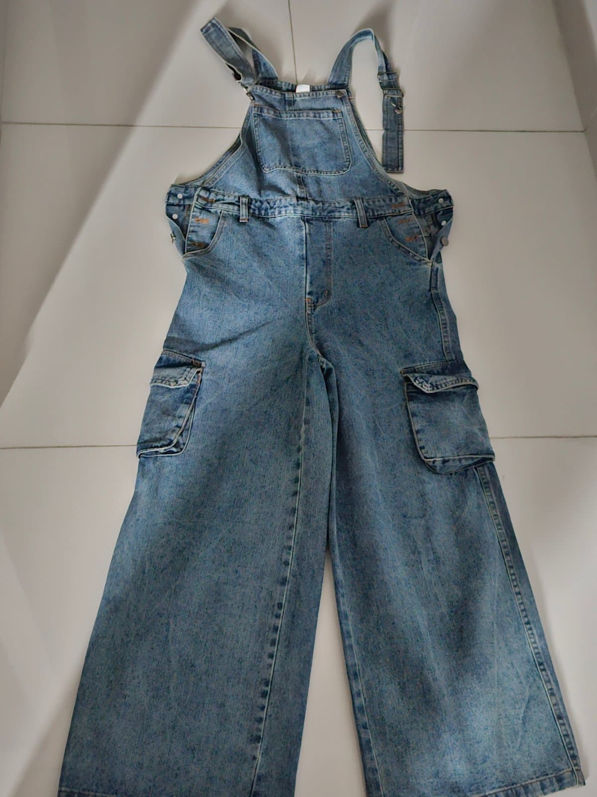 Denim Wide-Leg Overalls