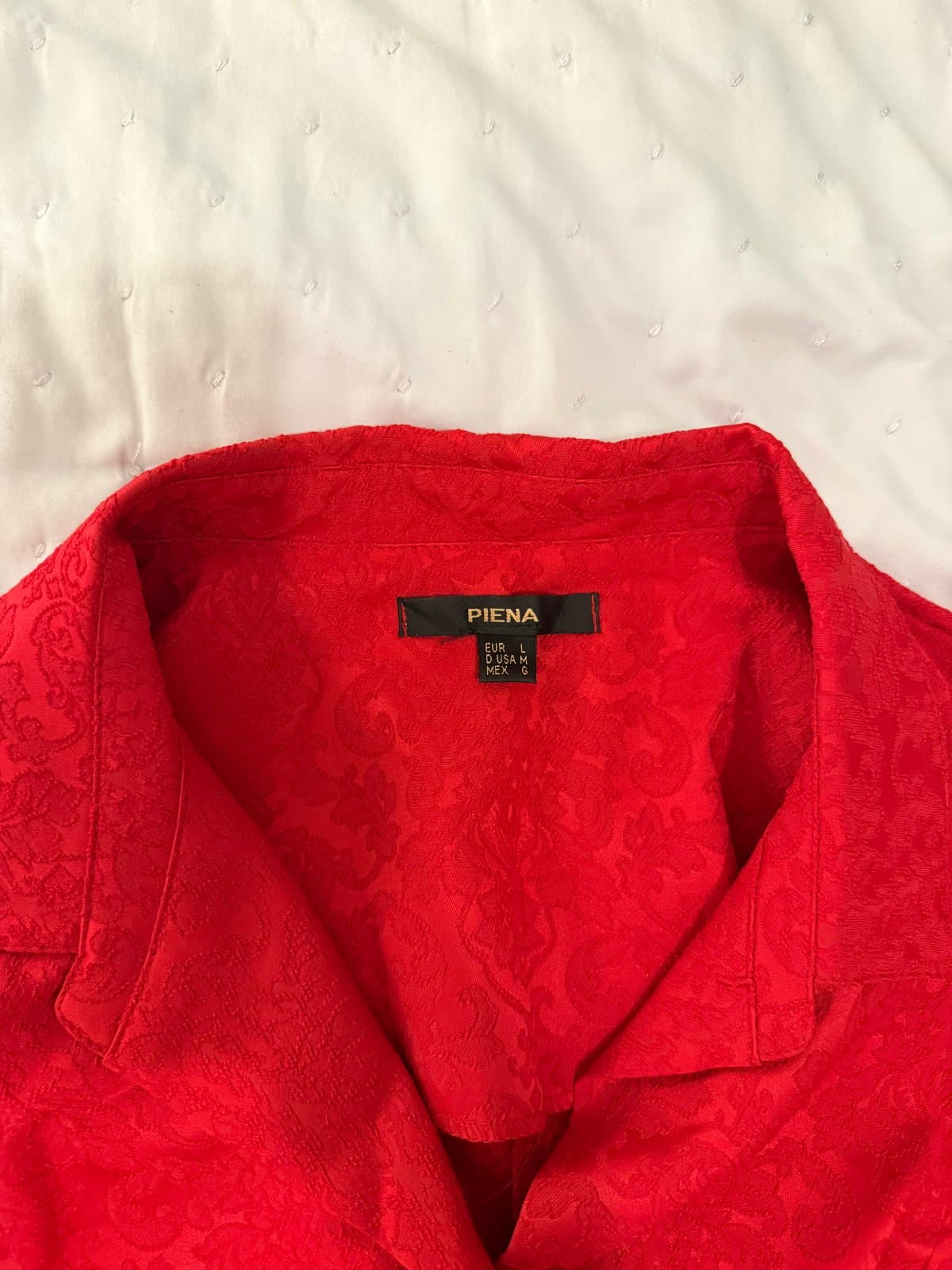 PIENA Red Jacquard Shirt Dress with Contrast Belt ❤️ thumbnail 5