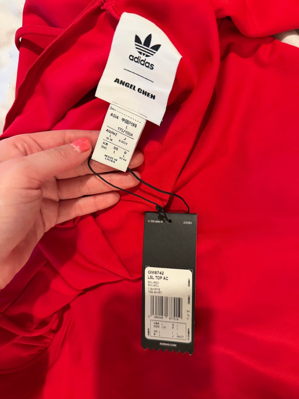 adidas Originals x Angel Chen Red Layered Corset Long-Sleeve Top – New With Tags thumbnail 3