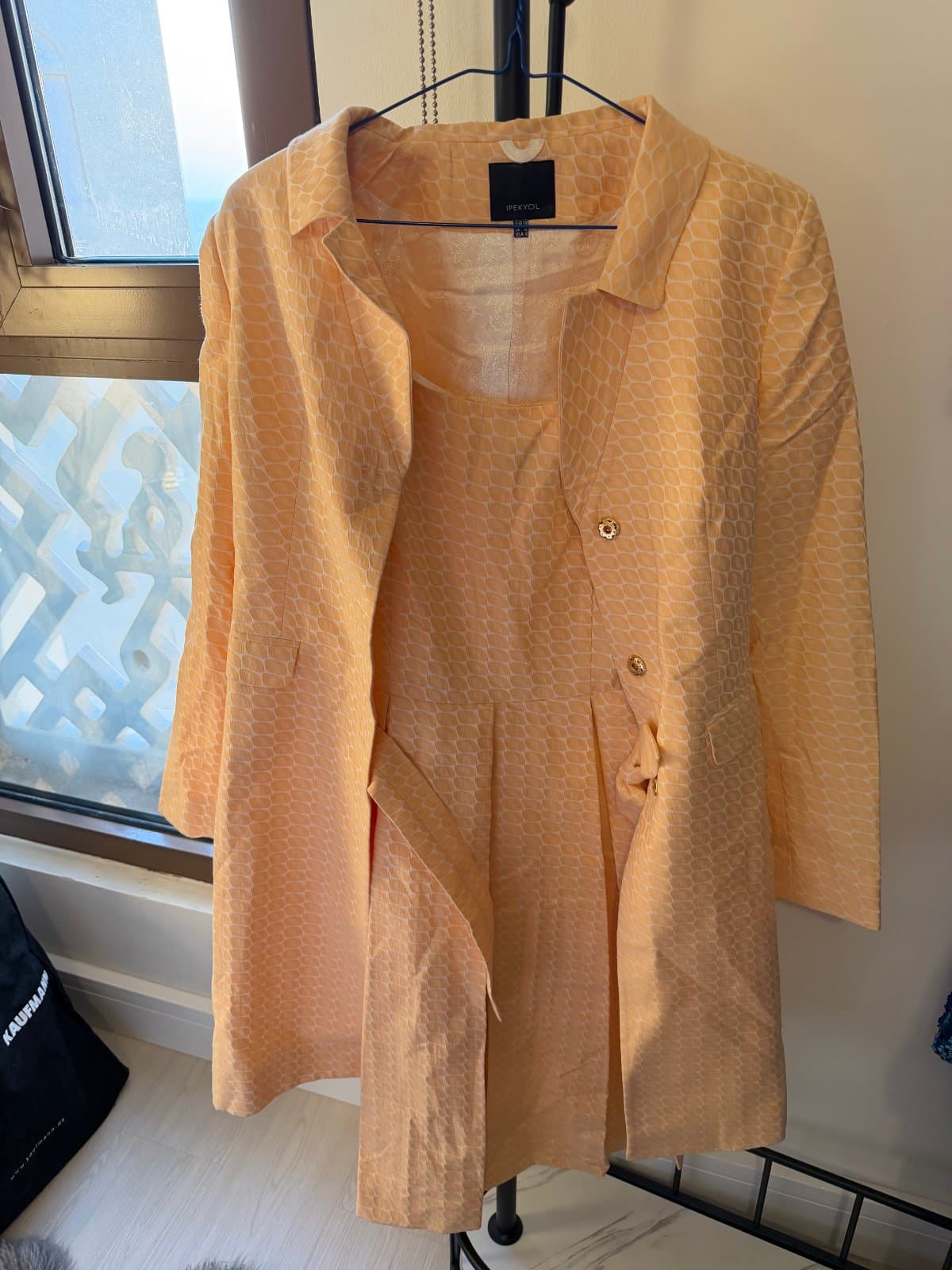 IPEKYOL patterned dress with matching jacket-style overlay Peach color thumbnail 4