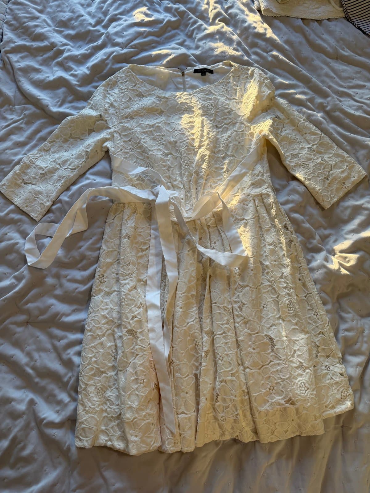 Tara Jarmon White Floral Lace Midi Dress – Size 40 thumbnail 4