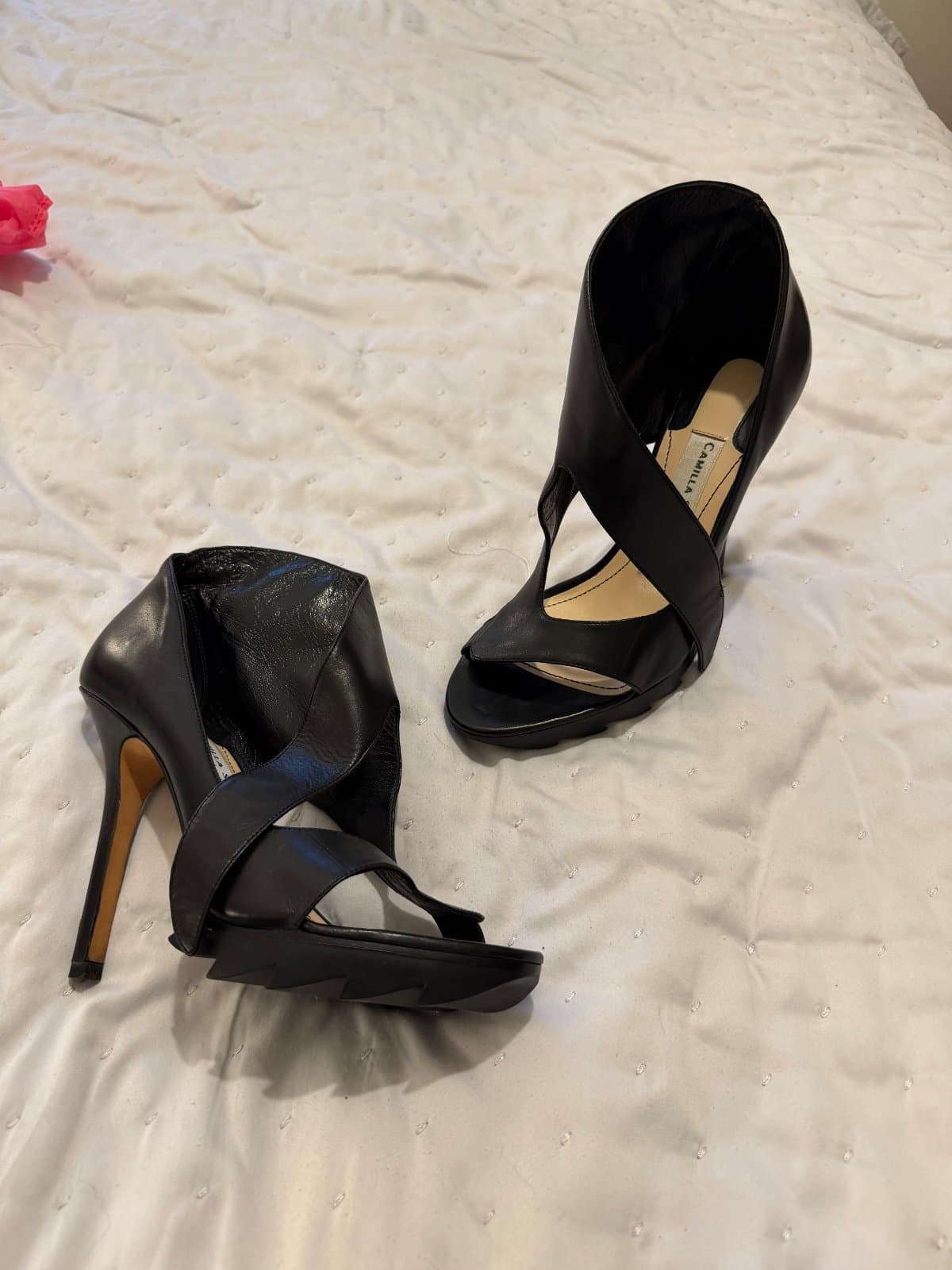 Camilla Skovgaard Black Leather Cut-Out Platform Heels – Size 38 thumbnail 3