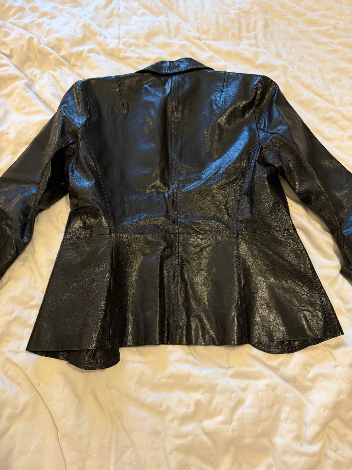 AMISU Genuine Leather Jacket – Black – Cute Fitted Blazer Style thumbnail 4