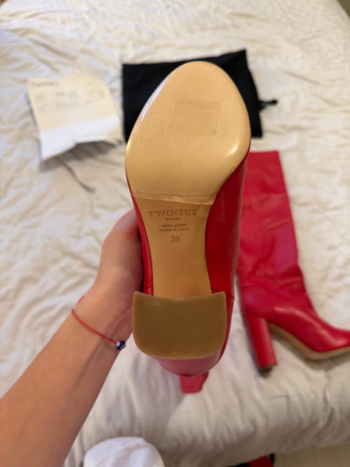Twinset Milano Red Leather Knee-High Boots – Size 39 thumbnail 4