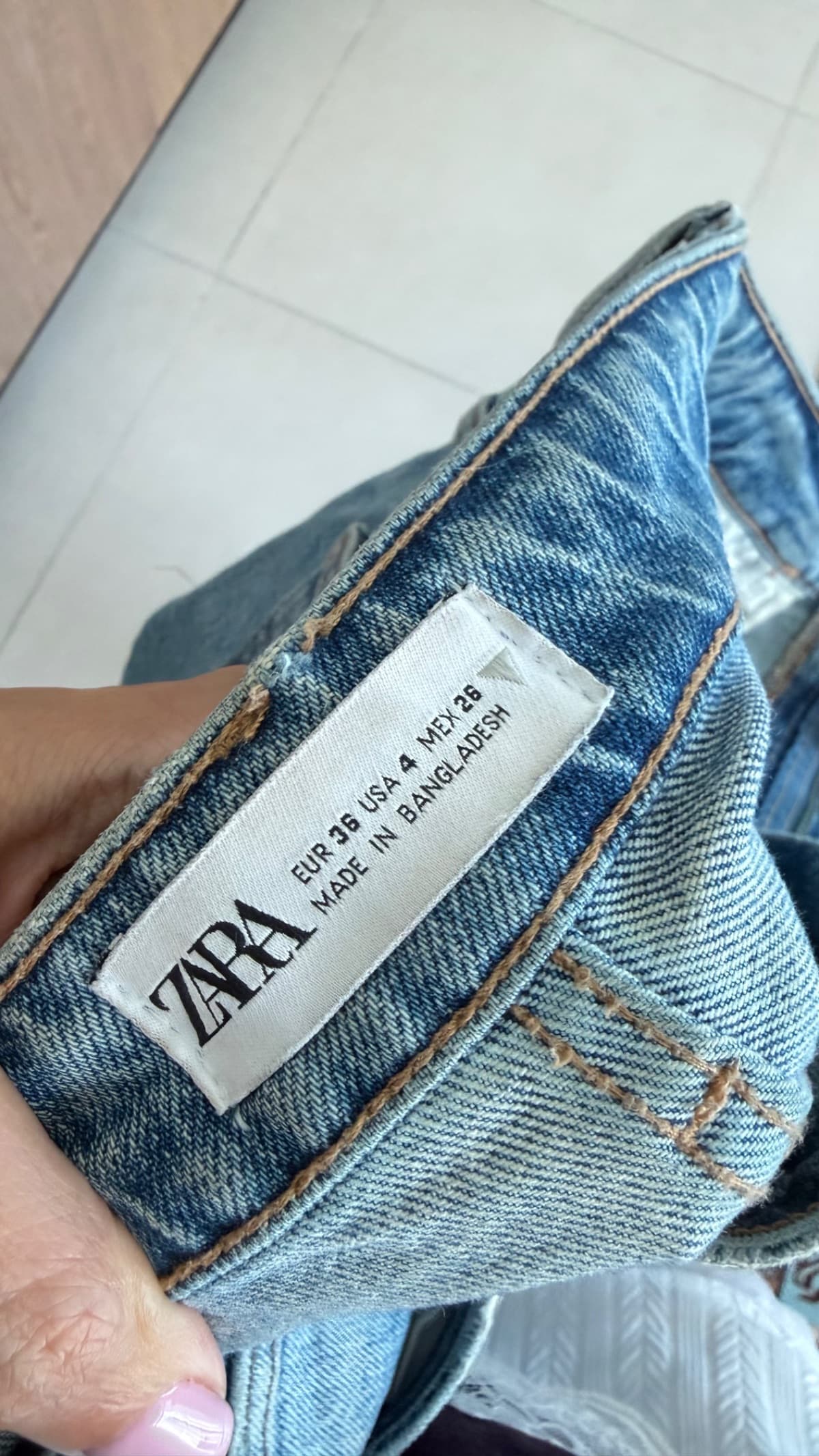 Zara Blue Distressed Straight Leg Jeans - Size EUR 36 thumbnail 2