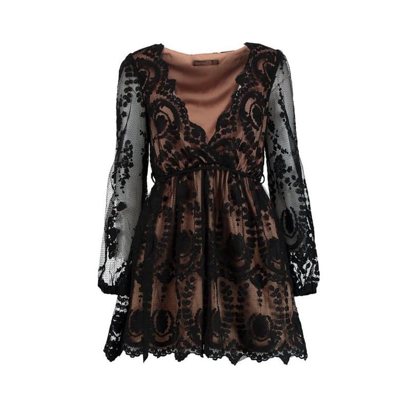 Boohoo Boutique Lace Plunge Skater Dress thumbnail 3