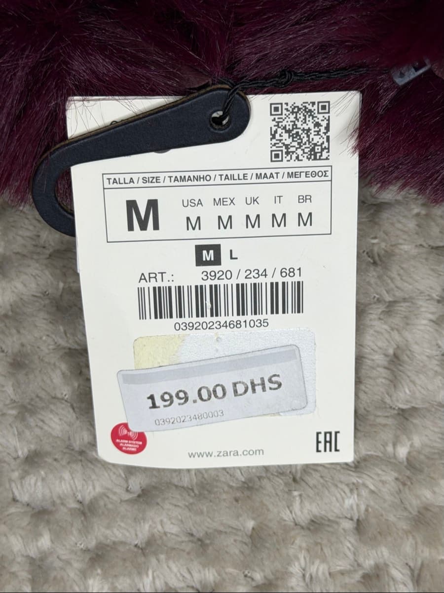 ZARA Burgundy Fur Gloves thumbnail 2