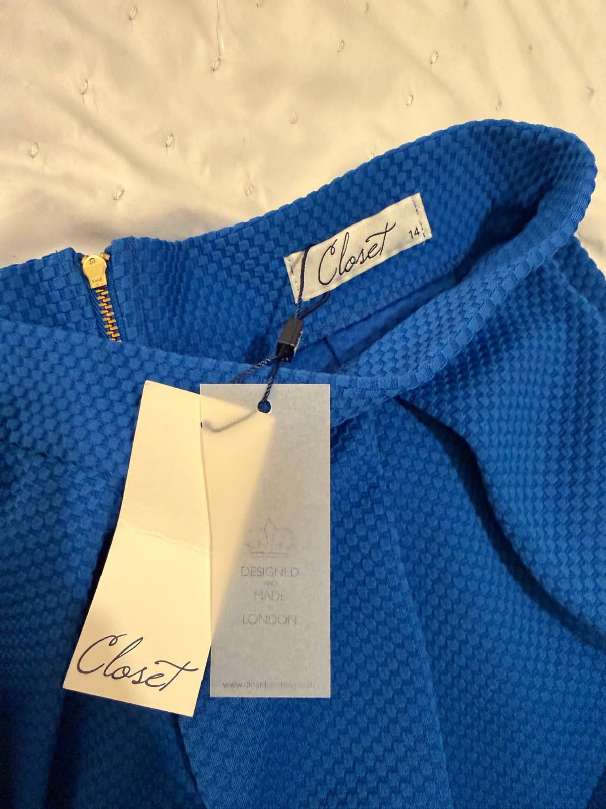 Closet London Cobalt Blue Textured Pleated Midi Skirt – Size 14 – New With Tags thumbnail 2