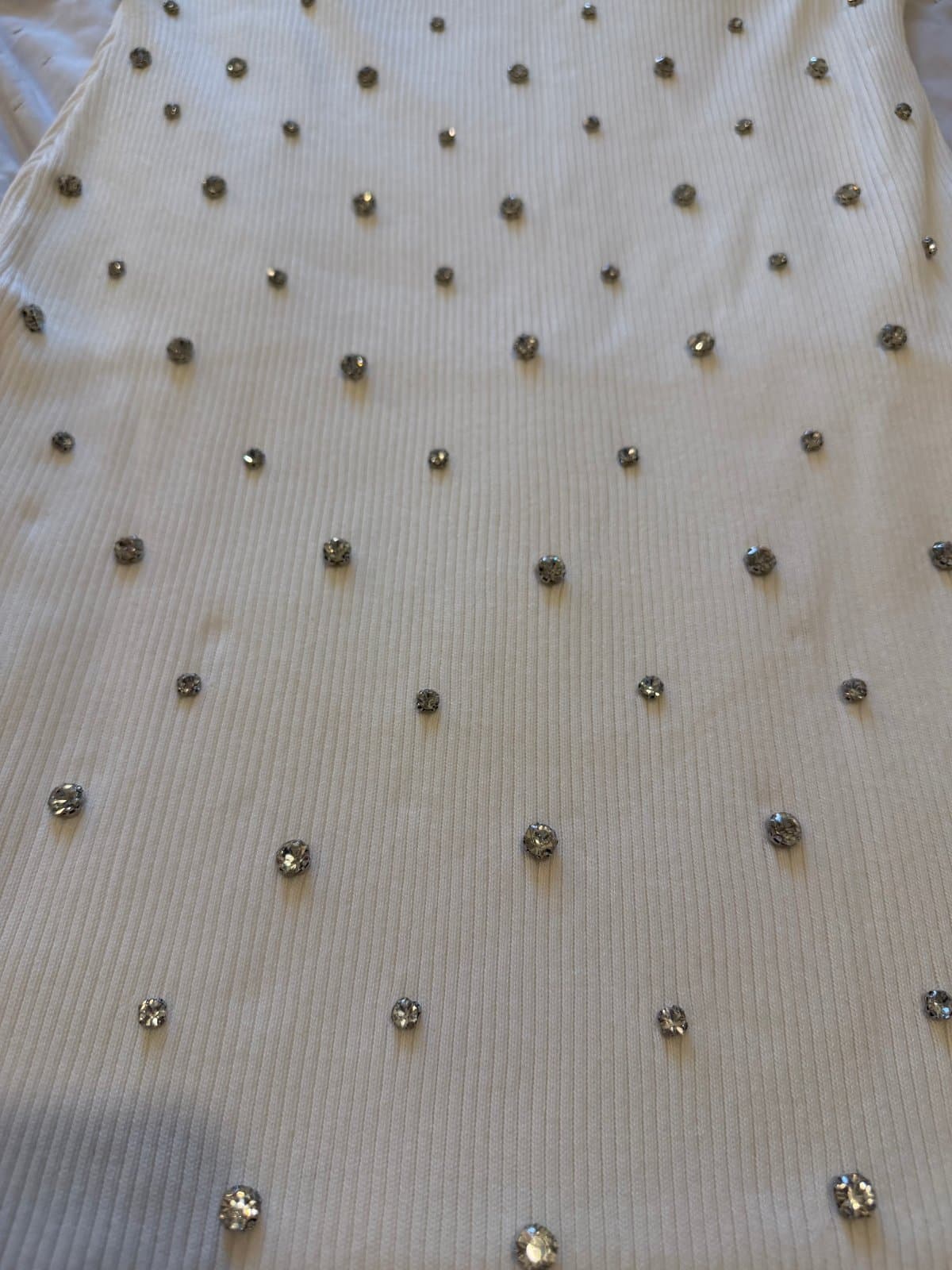 White Ribbed Embellished Bodycon Dress – Size XL – Brand New with Tags thumbnail 4