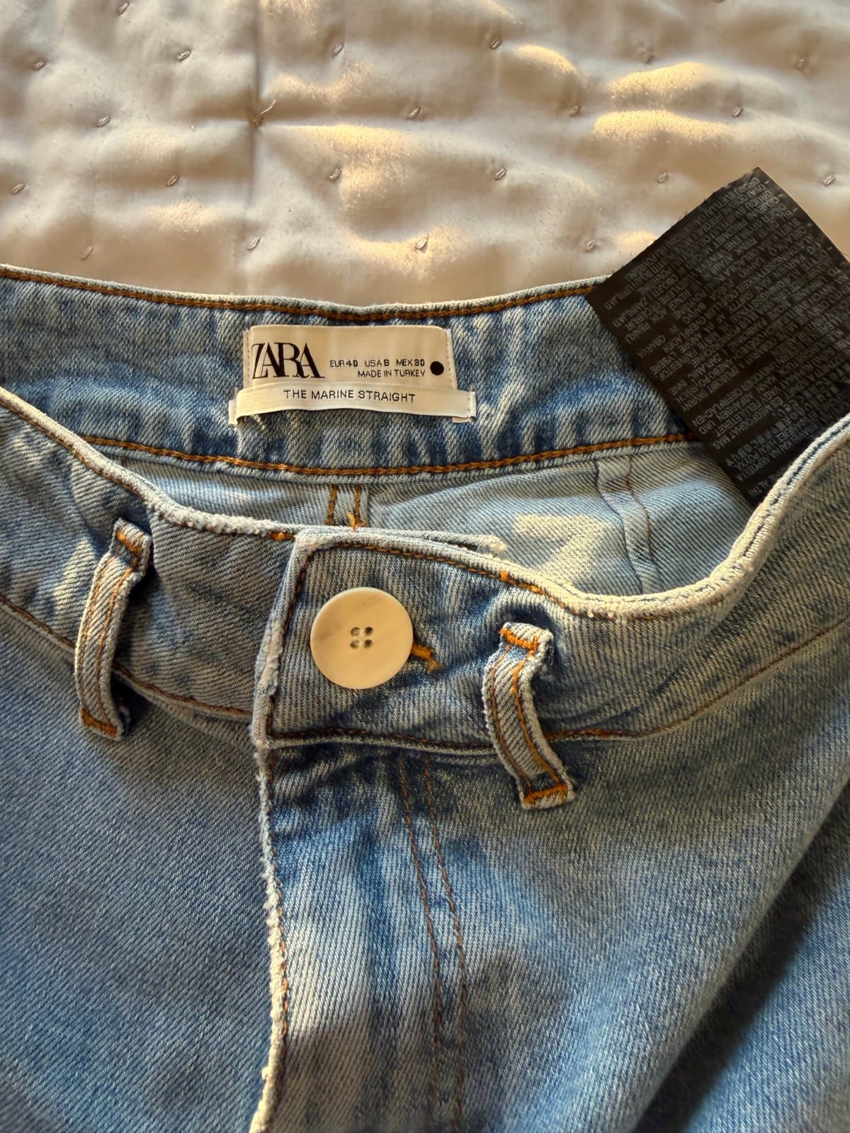 ZARA “The Marine Straight” jeans in light blue denim. thumbnail 2