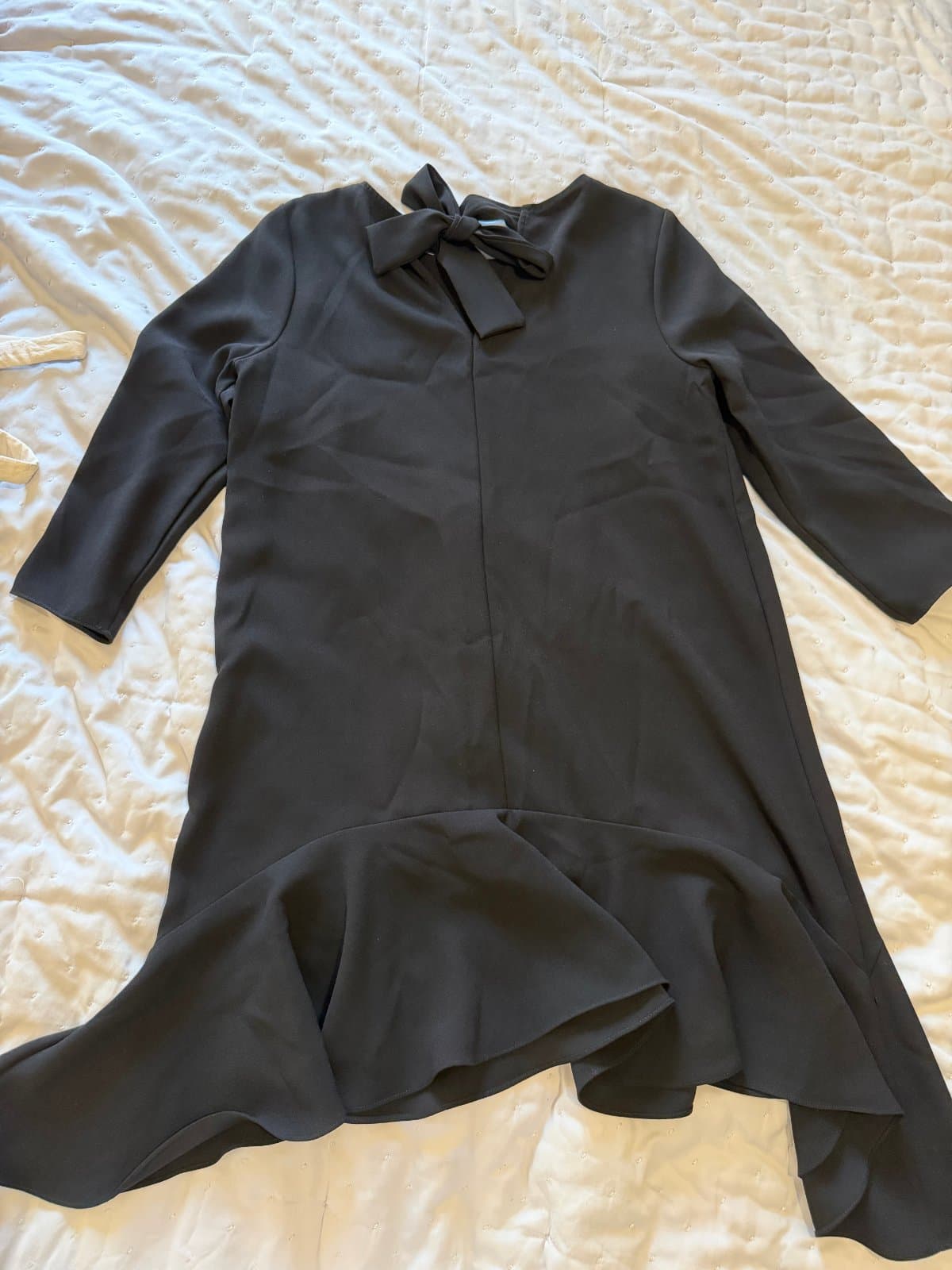 River Island black tie-neck dress, size UK 12. thumbnail 3