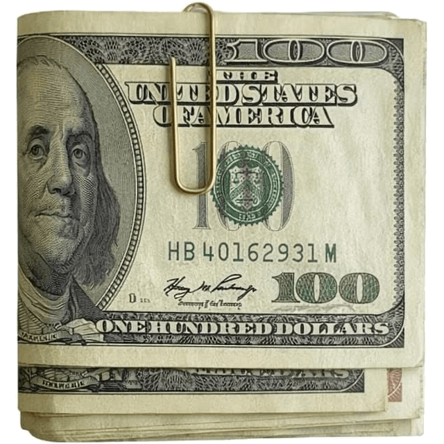 Folded $100 bills