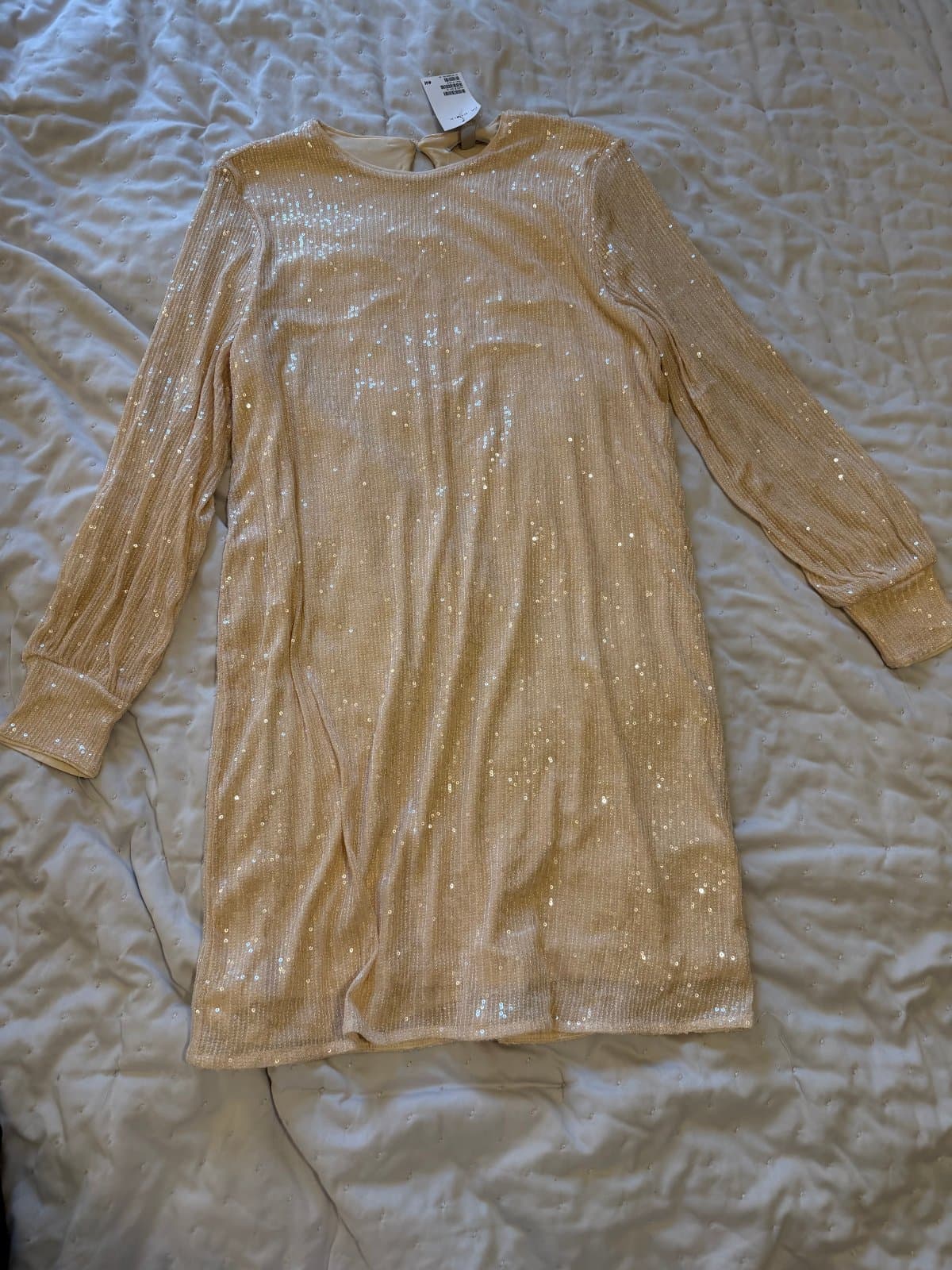 H&M Gold Sequin Dress | Size M | Long Sleeve Evening Party Dress - image 1