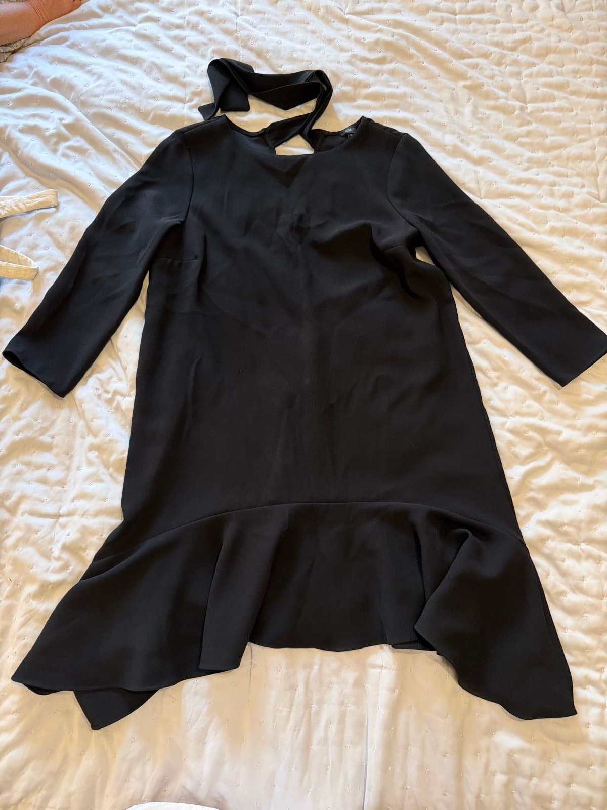 River Island black tie-neck dress, size UK 12. - image 1