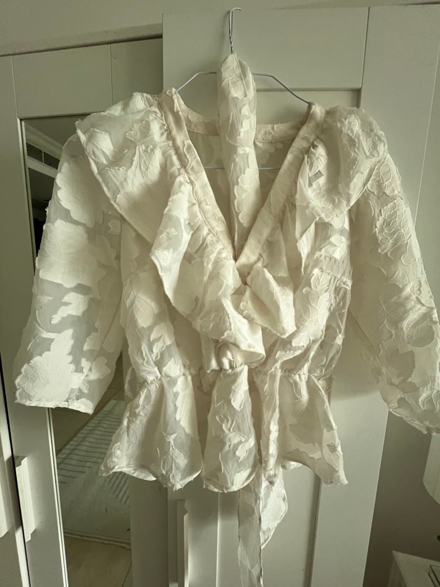Cream Floral Peplum Blouse