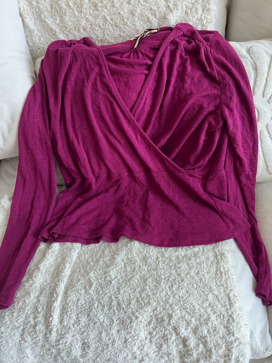 Magenta Glitter Wrap Top