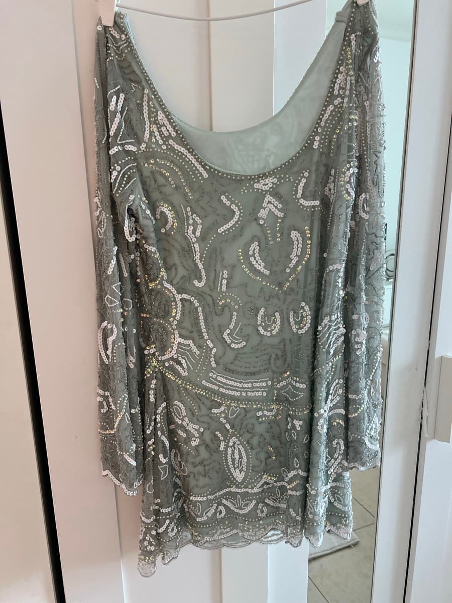 Miss Selfridge Embellished Sage Mini Dress