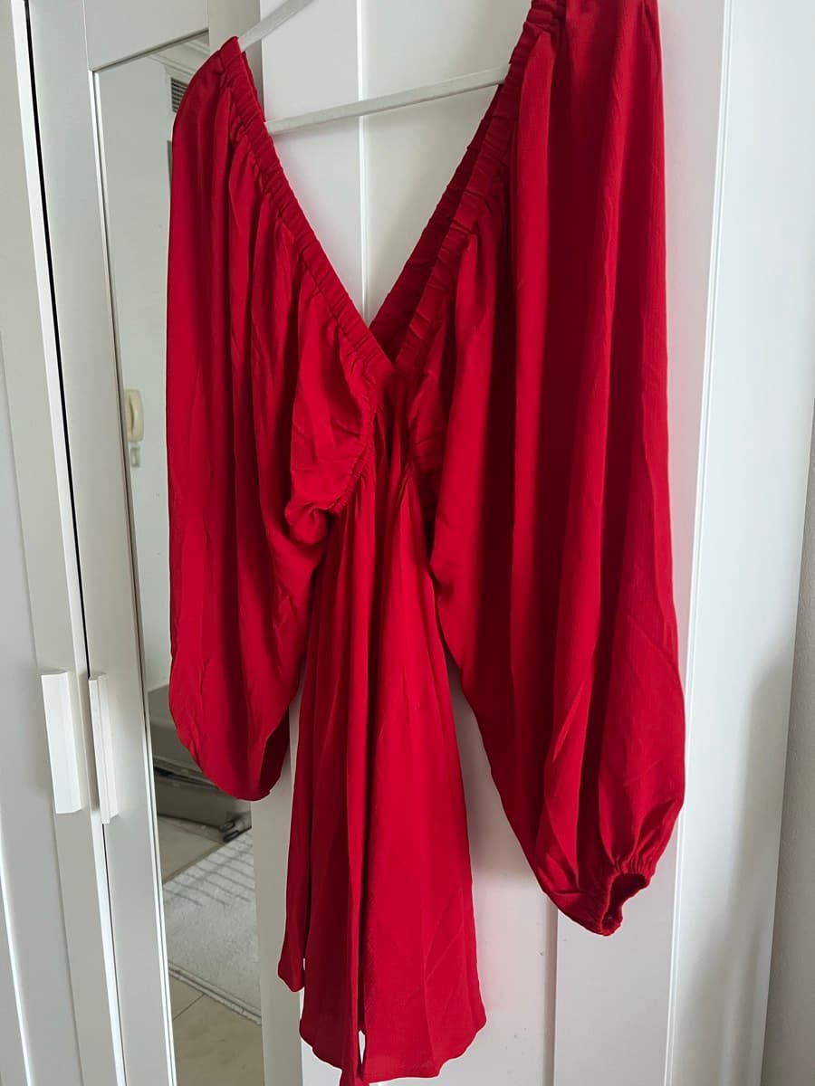 Red V-Neck Mini Dress