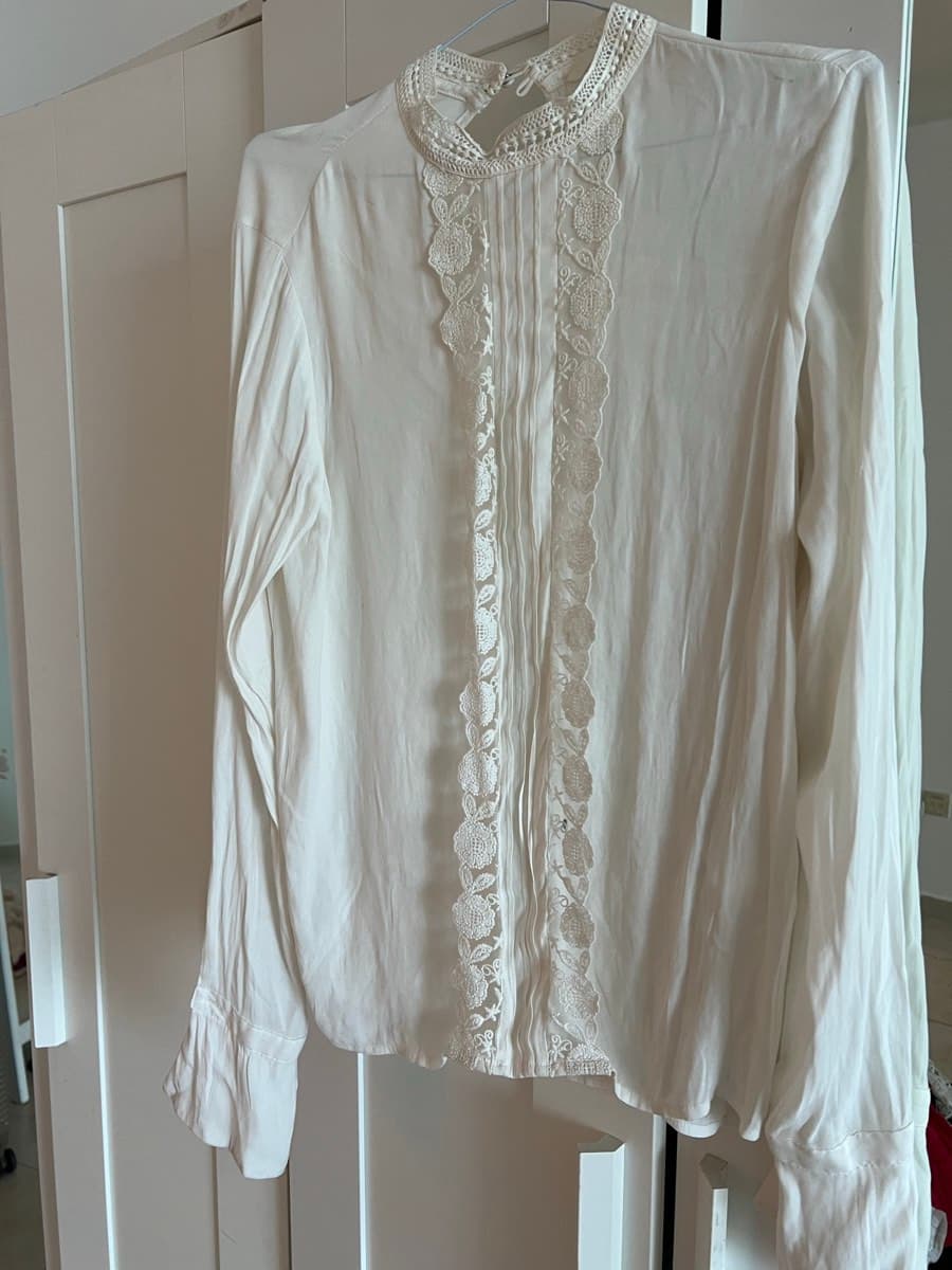 White Lace Detail Blouse