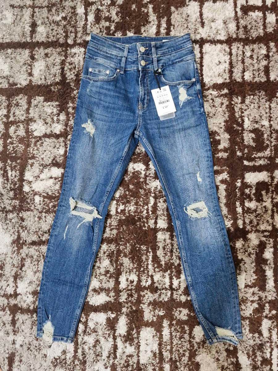 PULL&BEAR Distressed Blue Skinny Jeans