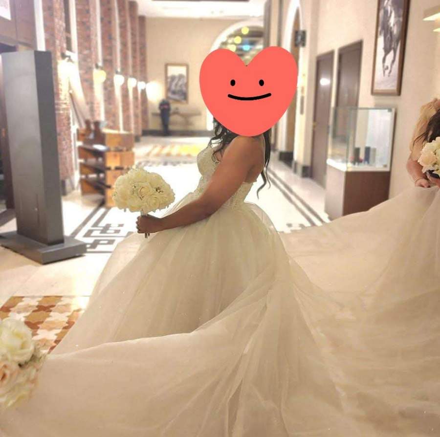 Embellished Tulle Wedding Gown - image 1