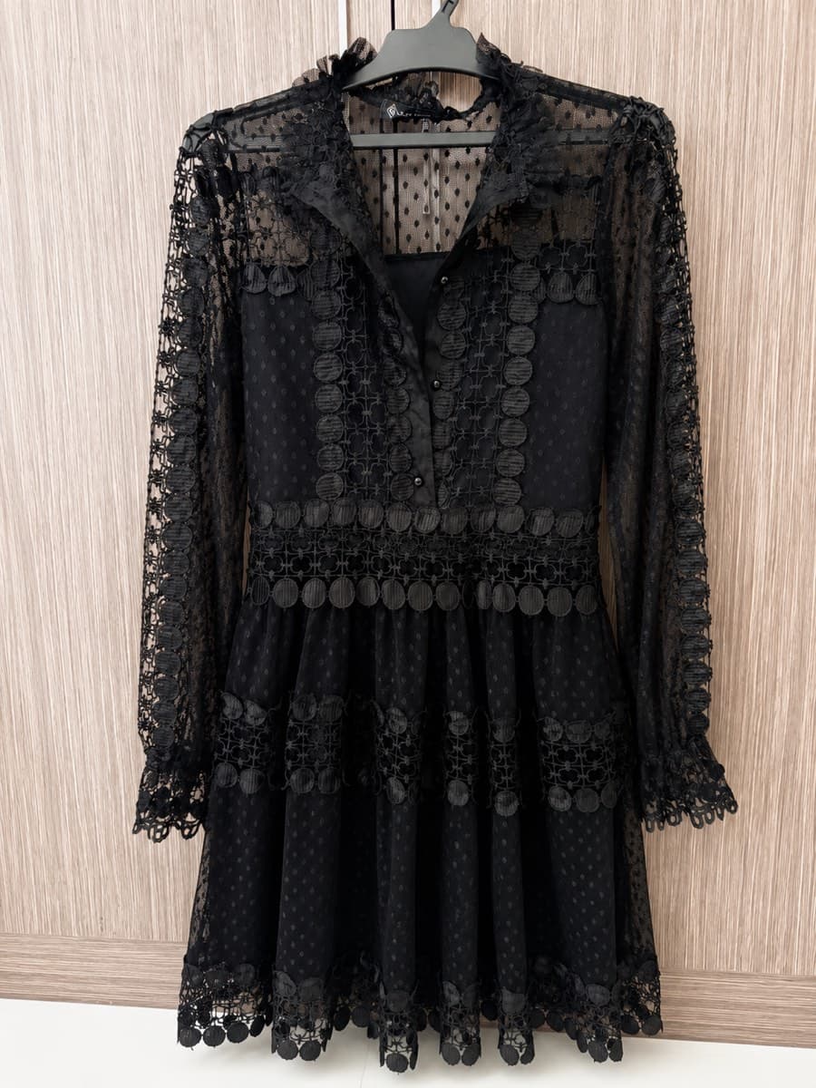 Black Sheer Lace Dress - image 1