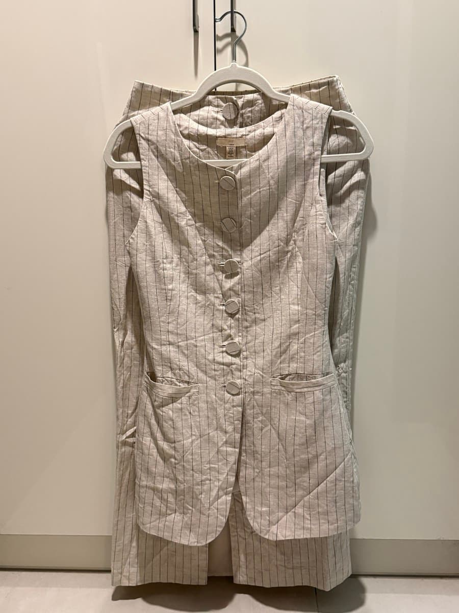 H&M Pinstripe Sleeveless Vest & Pencil Skirt