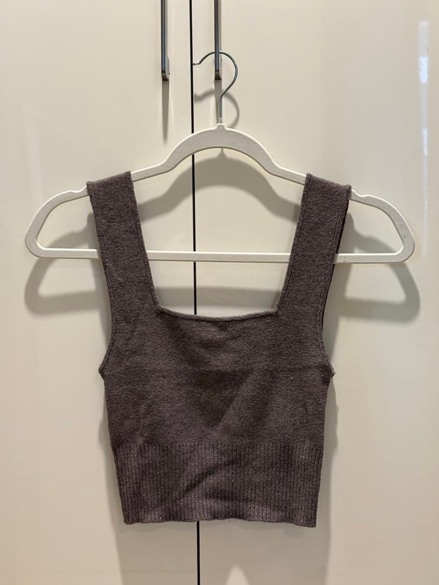 Knitted Square-Neck Crop Top
