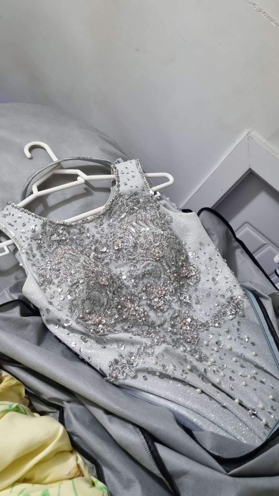 Embellished Grey Evening Gown - image 1