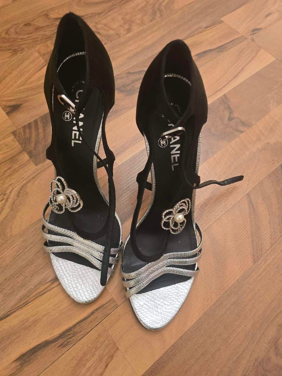 Chanel Embellished Ankle-Strap Heels