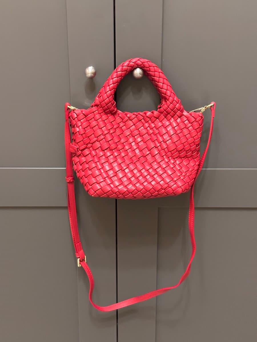 Woven Leather Top Handle Bag