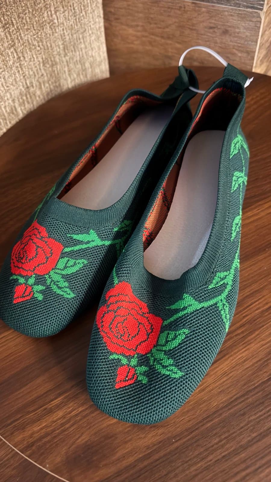 Knitted Rose Print Flats - image 1