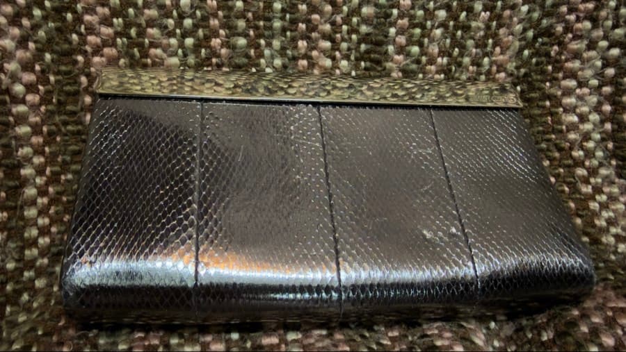 Python Embossed Clutch Bag