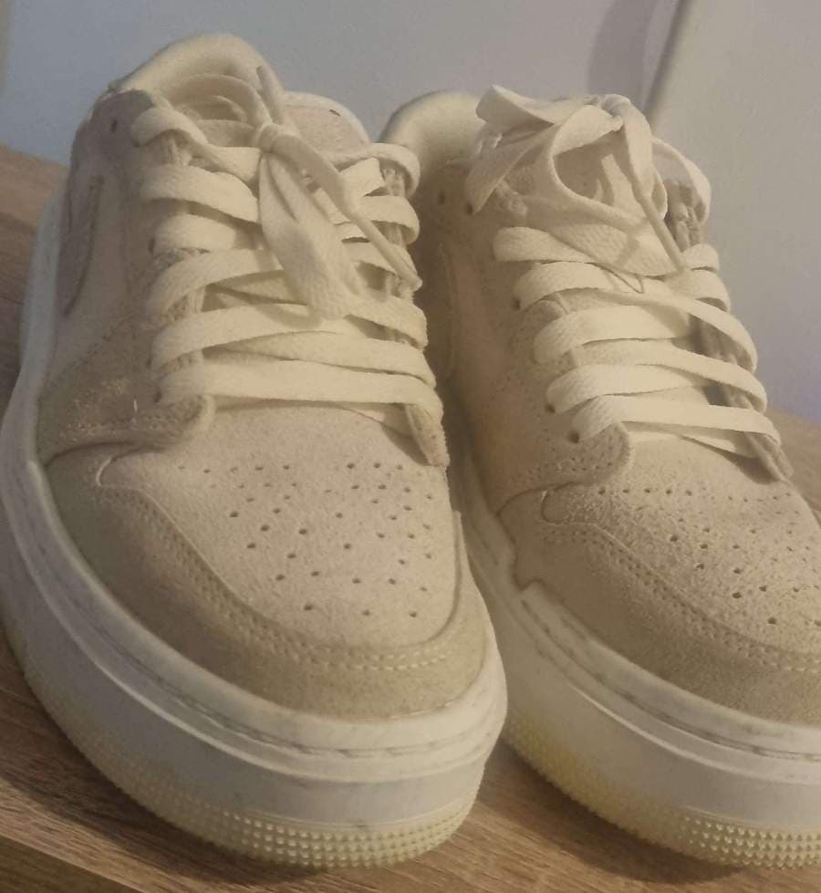 Cream Suede Platform Sneakers - image 1