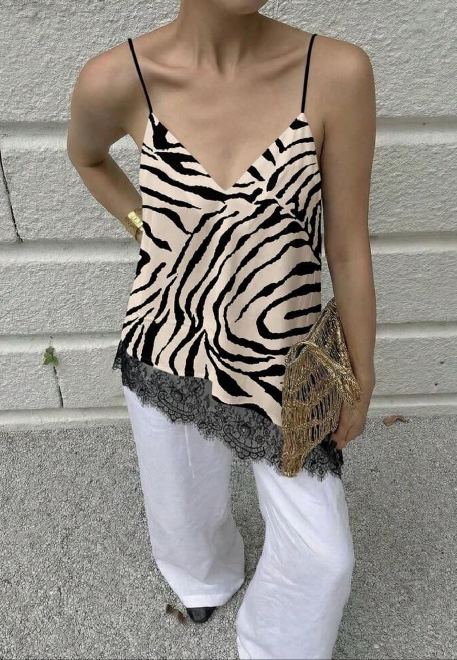 Zebra Print Lace Cami - Shein - image 1