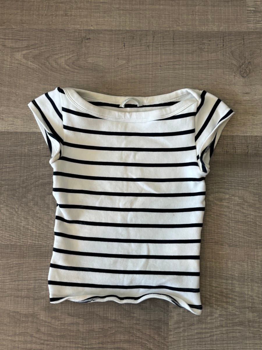 Zara Striped Boat Neck Top - image 1