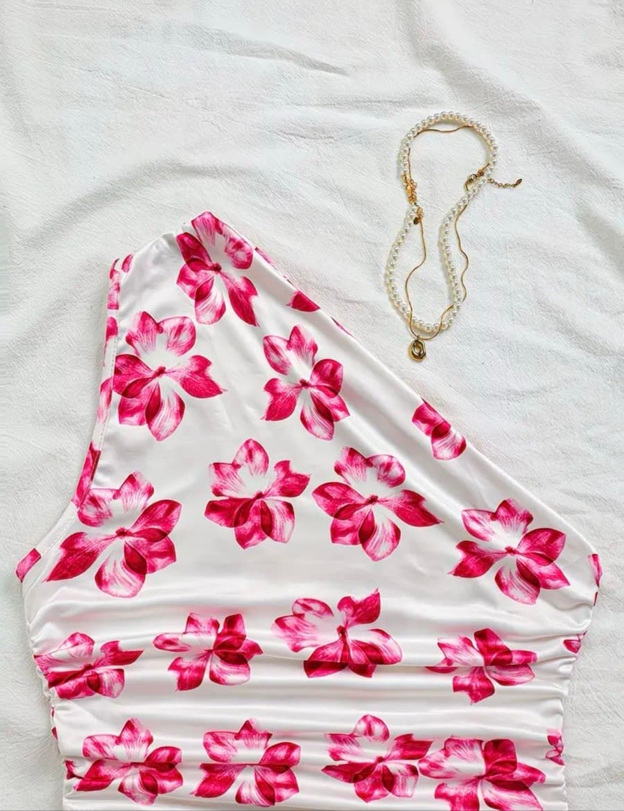 Floral Ruched Bandeau Top - image 1