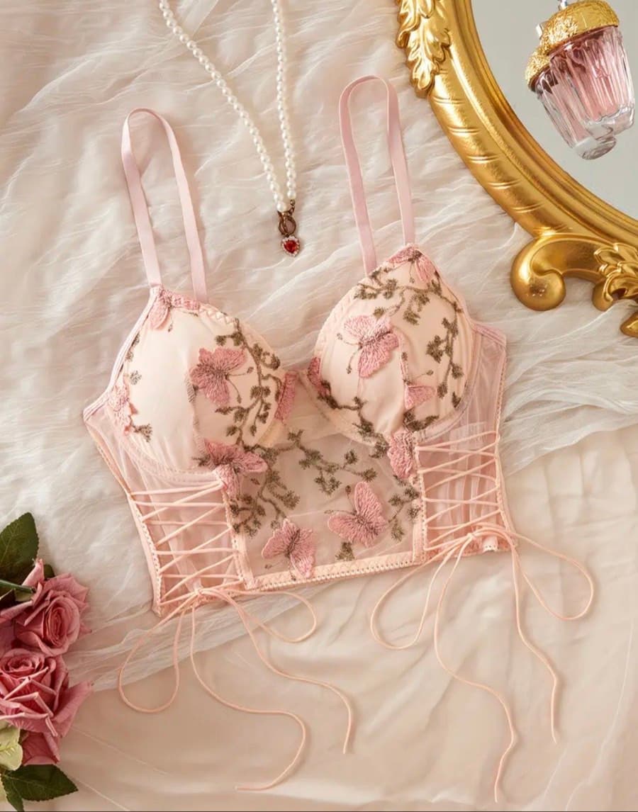 Pink Sheer Mesh Bralette - image 1