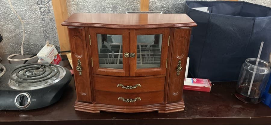 Walnut Finish Jewelry Chest