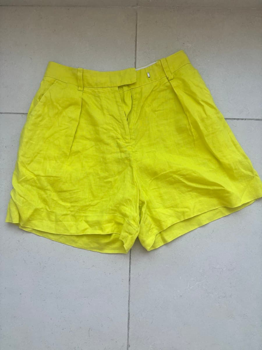 Neon Yellow Linen Shorts
