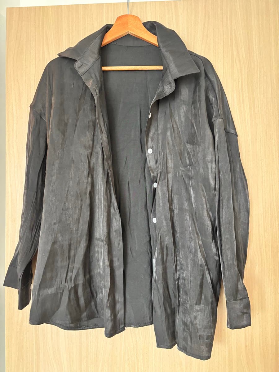 Black Shimmer Button-Up Shirt