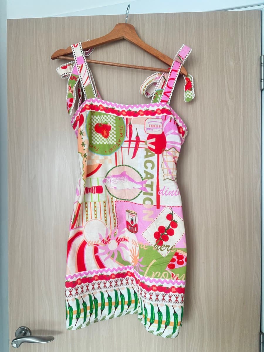 Printed Tie-Strap Mini Dress