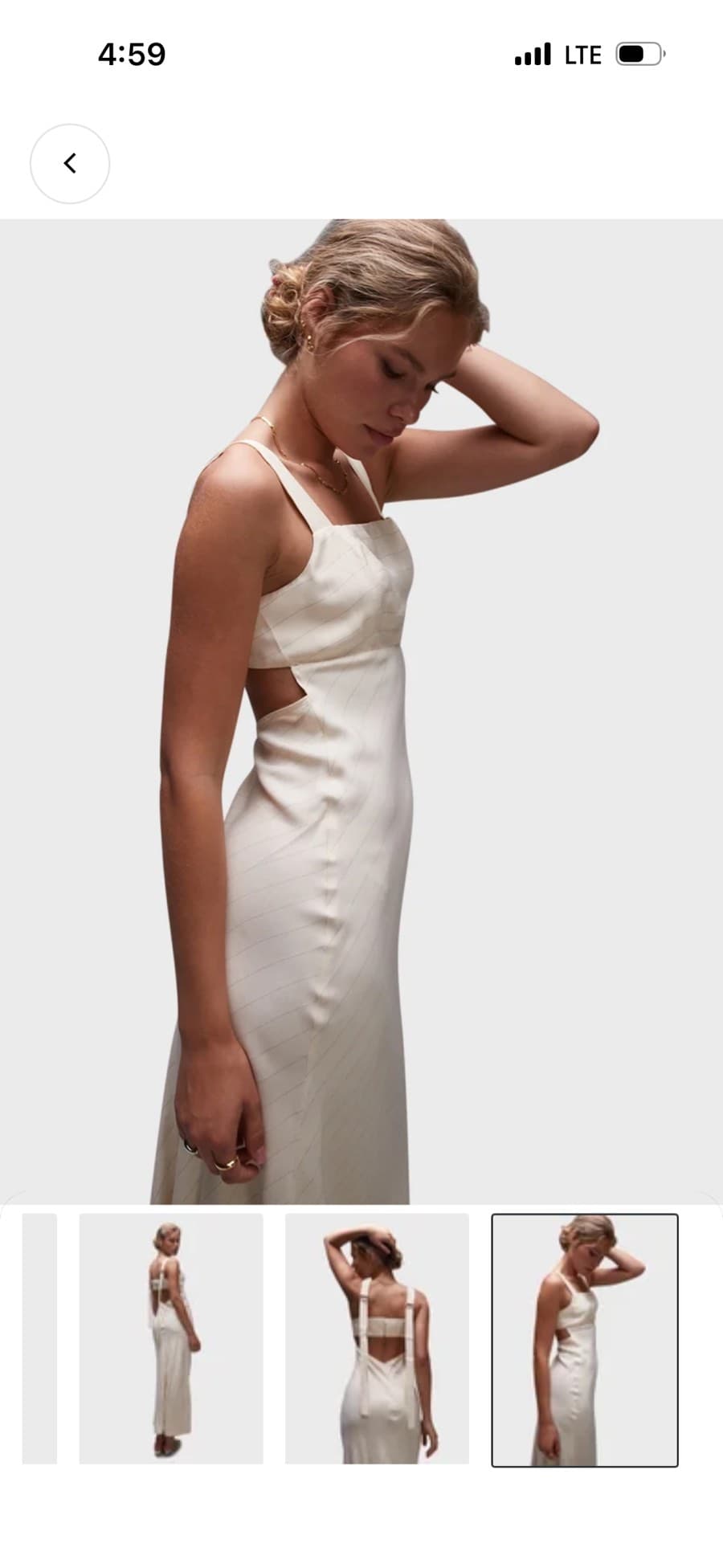 Cream Pinstripe Cut-Out Maxi Dress