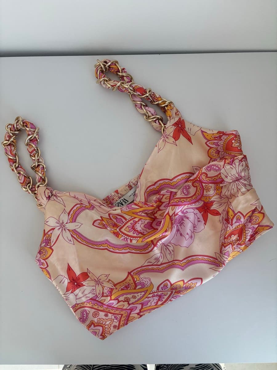Zara Printed Chain Strap Top
