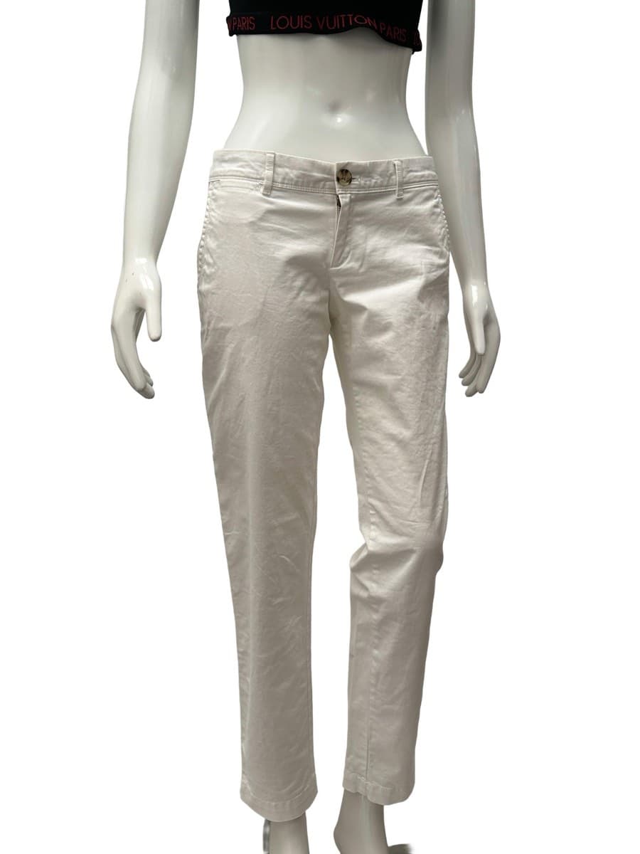 Banana Republic White Cotton Chino Trousers