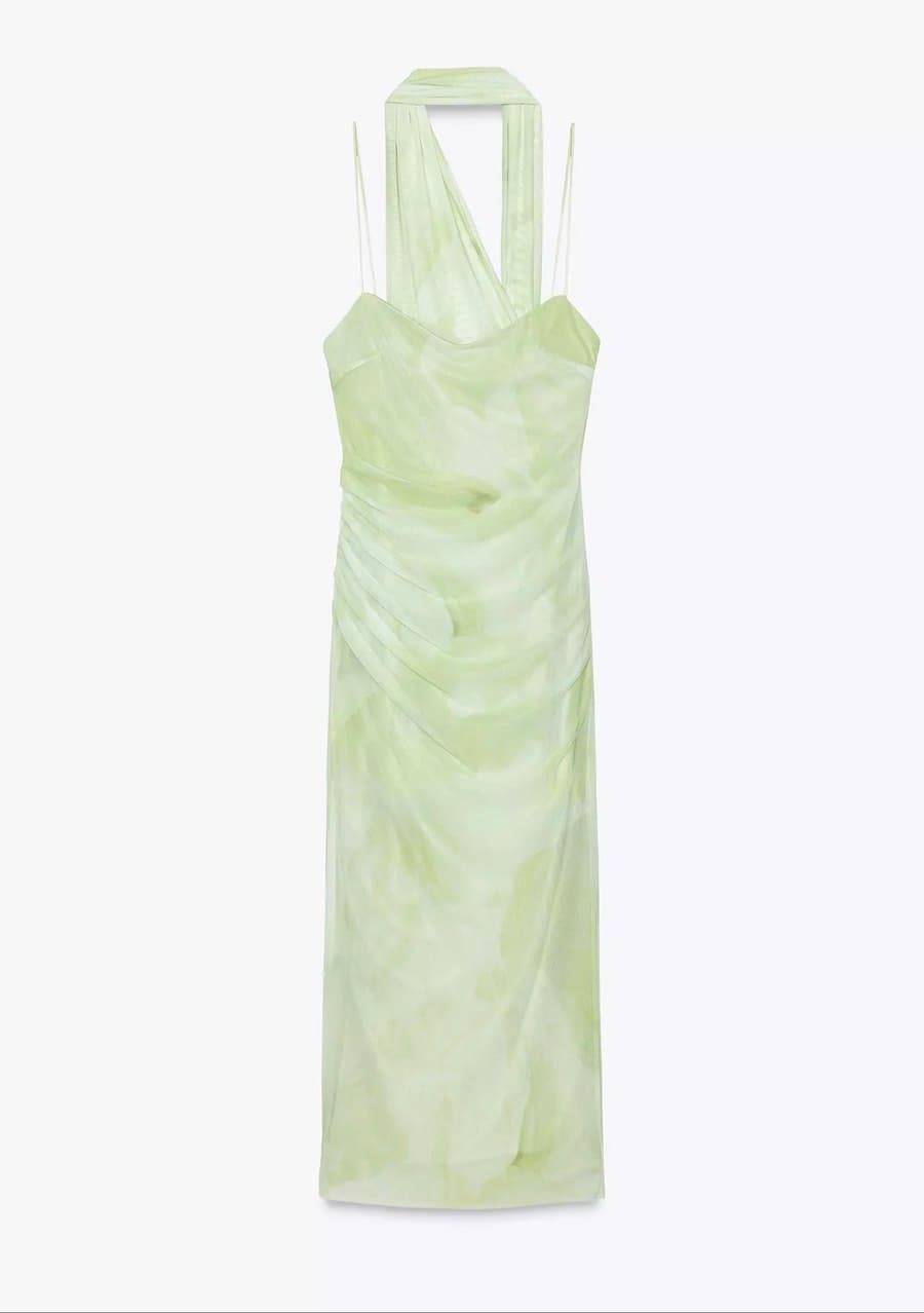 Tulle midi dress with scarf - image 1